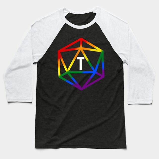 Trans Pride Rainbow Dice Baseball T-Shirt by sunnyfuldraws